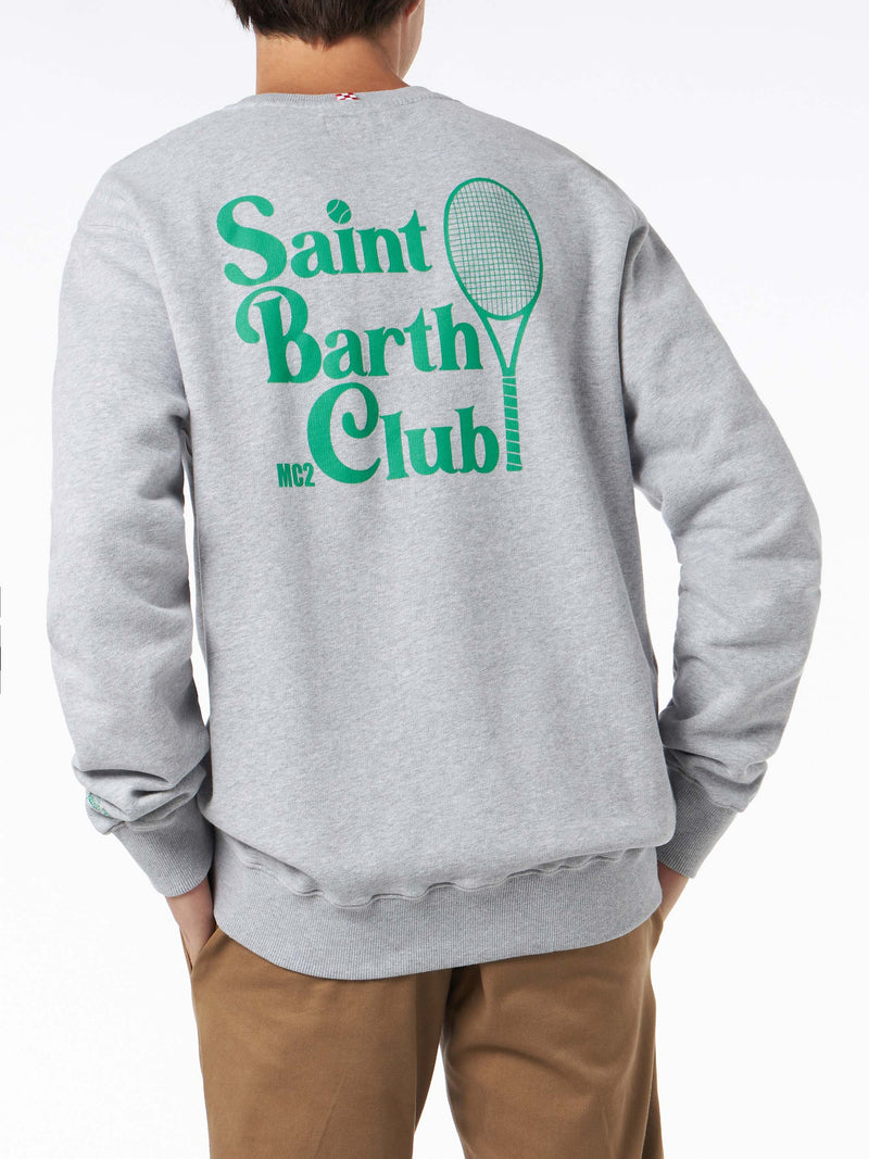 Graues Herren-Sweatshirt mit Rundhalsausschnitt und Saint Barth MC2 Club-Aufdruck