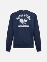 Man crewneck blue sweatshirt with Après Padel print