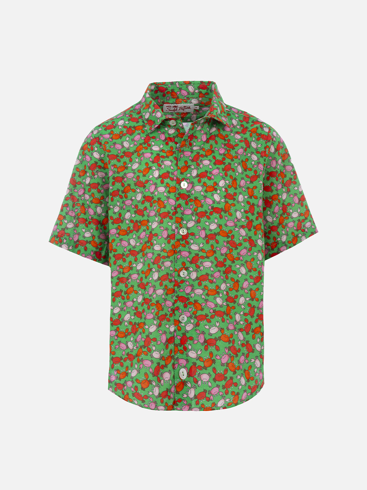 Boy muslin cotton shirt Sharouk with crabs print - MC2 Saint Barth