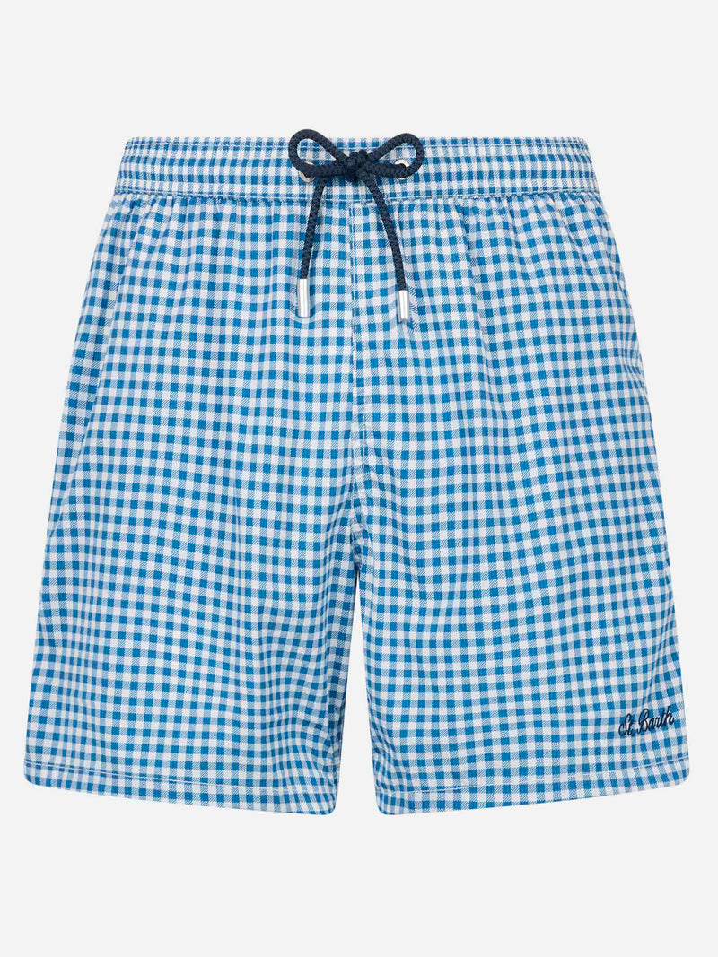 Man seersucker gingham swim shorts Patmos