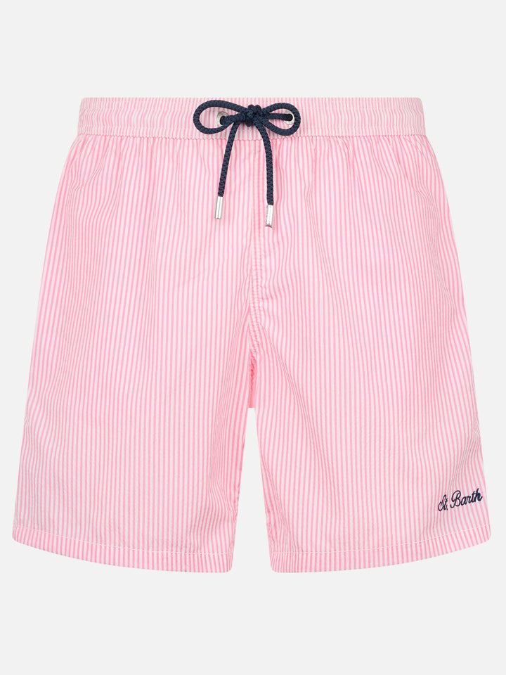Herren-Badeshorts aus Seersucker mit Streifen Patmos