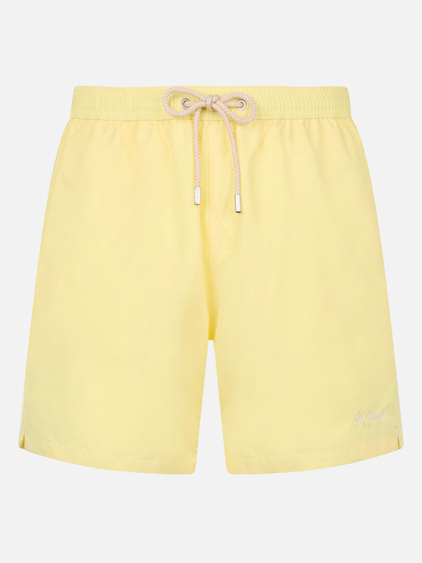 Man pale yellow mid-length swim shorts Patmos