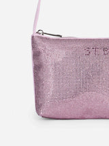 Mini bag with lilac rhinestones