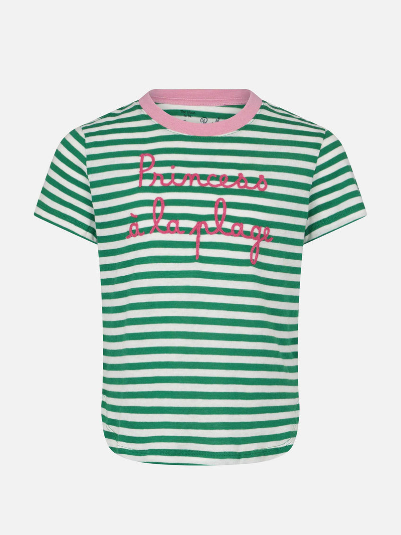 Girl t-shirt with stripes and embroidery