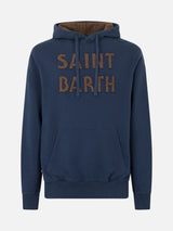 Herrenblauer Kapuzenpullover mit Saint-Barth-Aufnäher