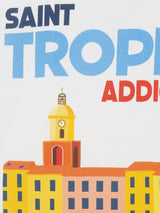 T-shirt da bambino in cotone con stampa di cartoline Saint Tropez addicted