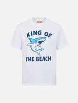 Baumwoll-T-Shirt für Jungen mit „King of the Beach“-Haifisch-Aufdruck