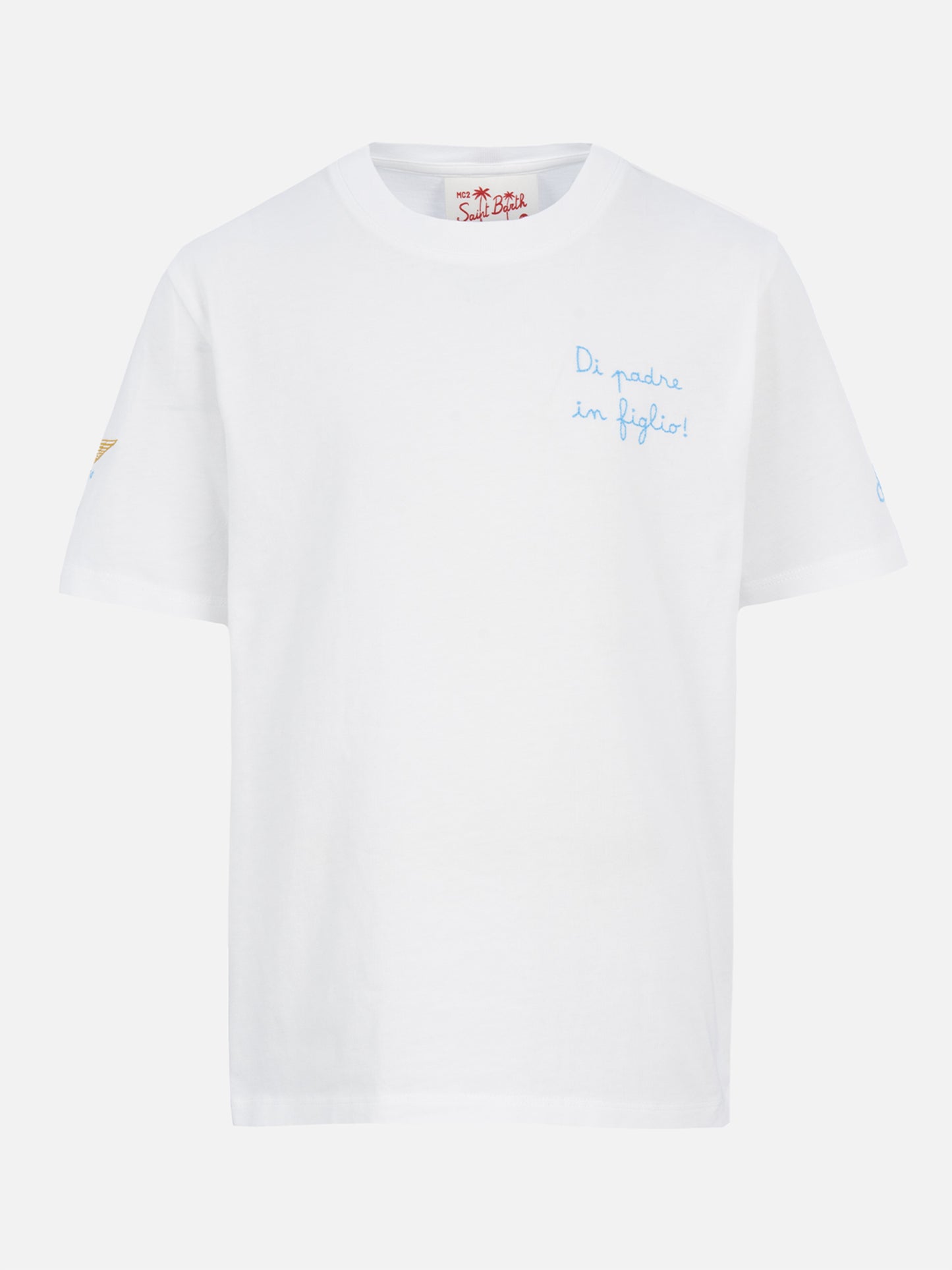 Baumwoll-T-Shirt mit Di Padre in Figlio-Stickerei | SS LAZIO SONDERAUSGABE