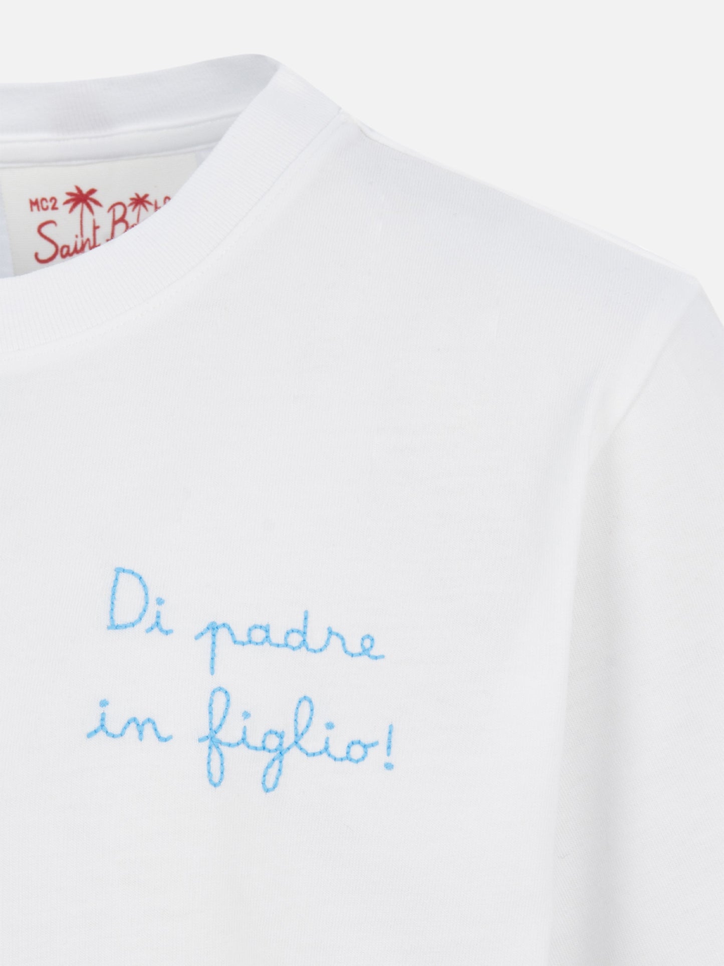 Baumwoll-T-Shirt mit Di Padre in Figlio-Stickerei | SS LAZIO SONDERAUSGABE