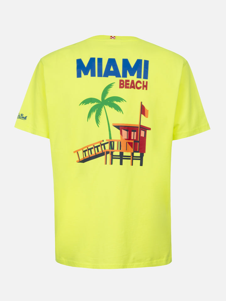 T-shirt with Miami Beach print in fluo yellow