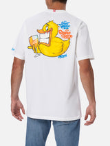 Man cotton t-shirt with Cryptopuppets Ducky Aperitif front and back placed print | CRYPTOPUPPETS SPECIAL EDITION