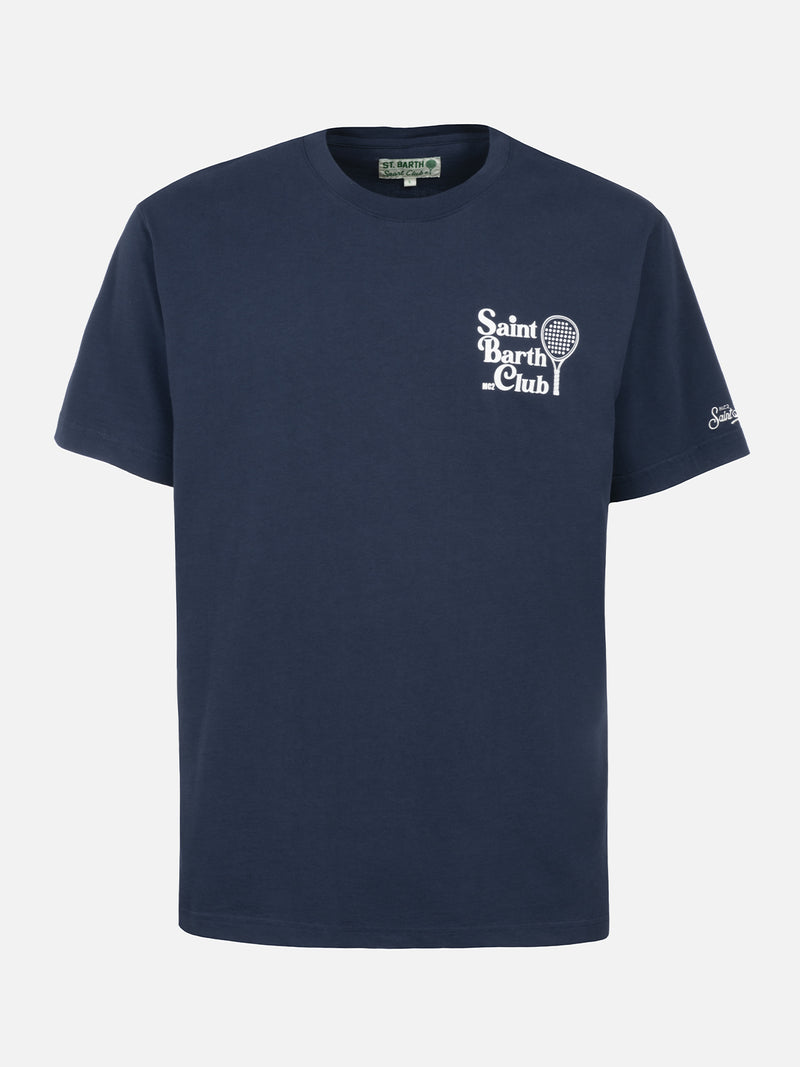 T-shirt da uomo in cotone con stampa del club padel Saint Barth davanti e dietro