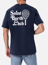 Herren-T-Shirt aus Baumwolle mit Aufdruck des Saint Barth Padel Club auf der Vorder- und Rückseite