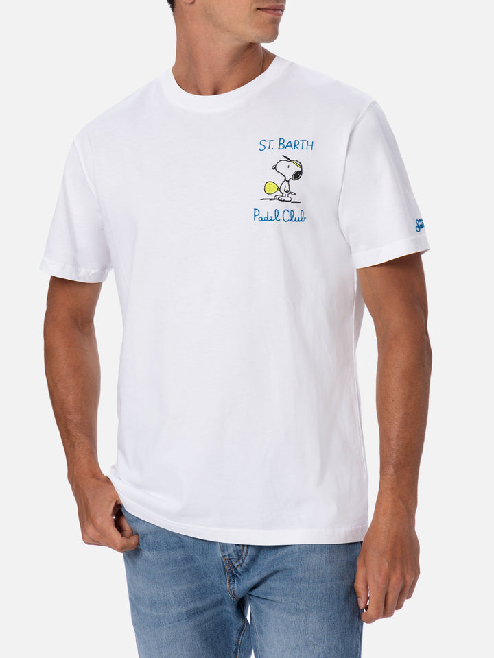 Herren-T-Shirt aus Baumwolle mit Snoopy Padel-Aufdruck und Stickerei | SNOOPY PEANUTS™ SONDEREDITION