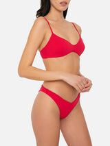 Woman red bralette bikini