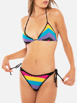 Woman crochet triangle bikini