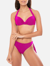 Bikini a bralette plissé fucsia