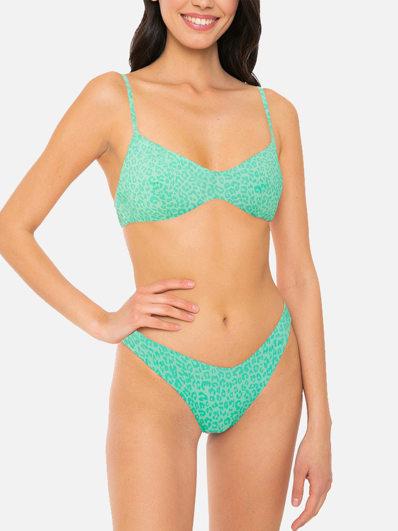 Damen-Bralette-Bikini mit Animal-Print