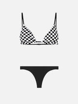 Woman triangle bikini with gingham print