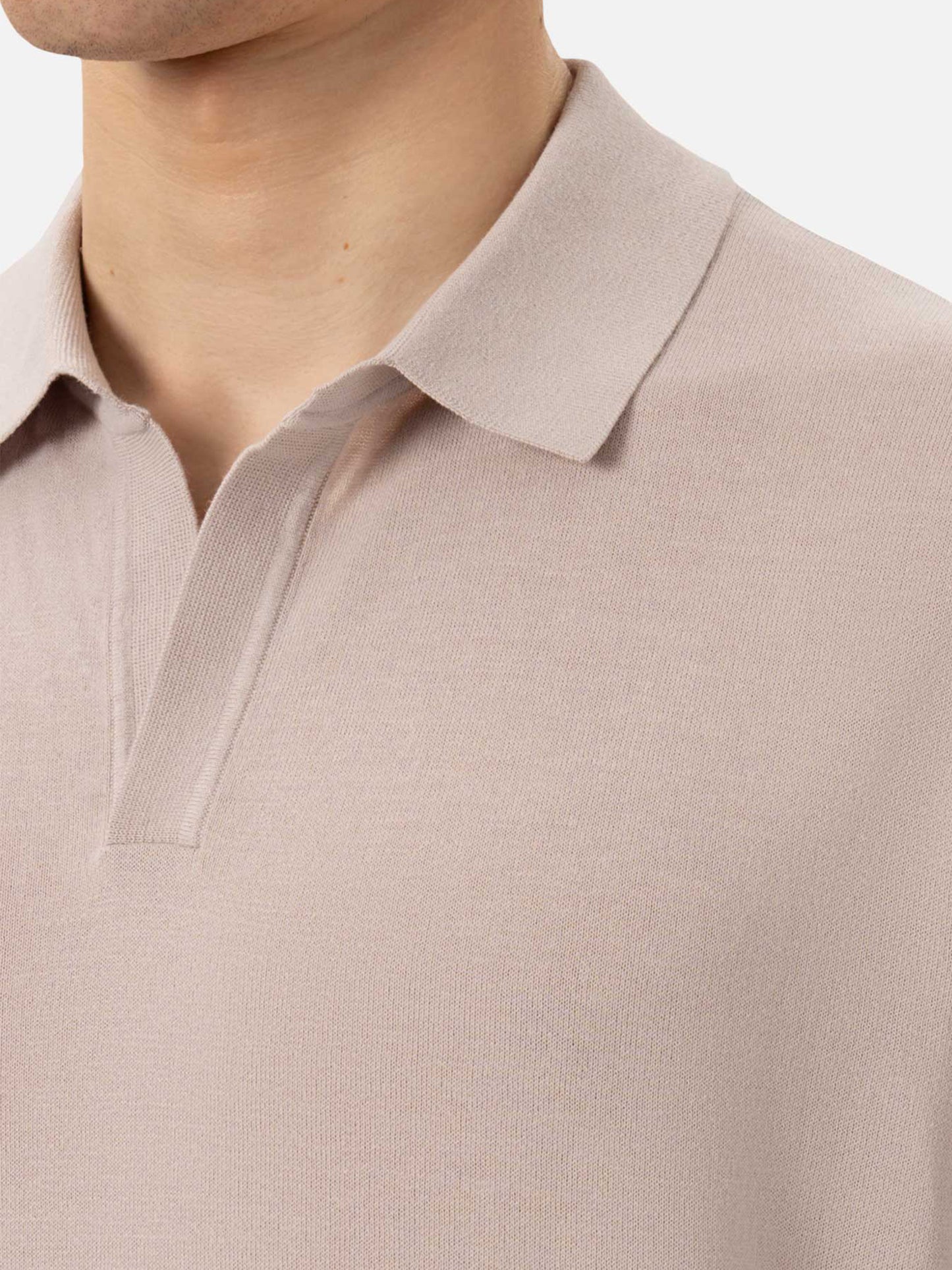 Sloan – Gestricktes Poloshirt in Steingrau