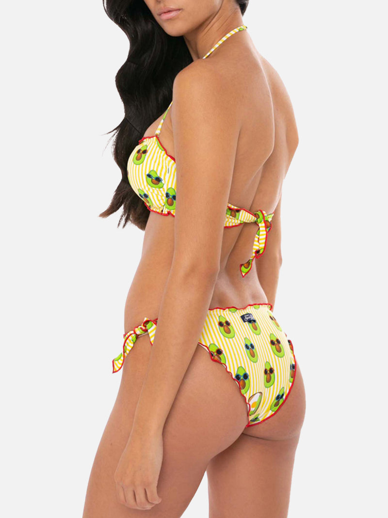 Woman bandeau bikini with avocado print