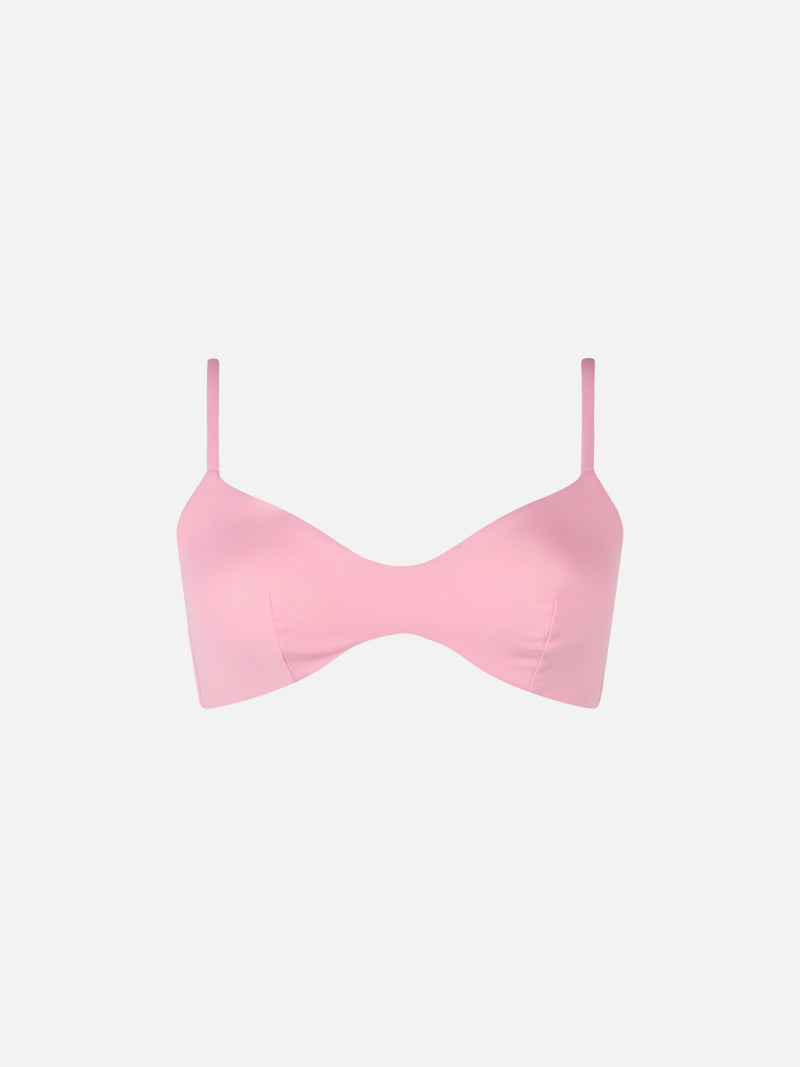 Top da spiaggia rosa da donna a bralette a scollo tondo May