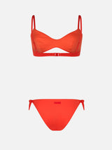 Orangefarbener U-Ausschnitt-Bralette-Bikini für Damen von May Yali