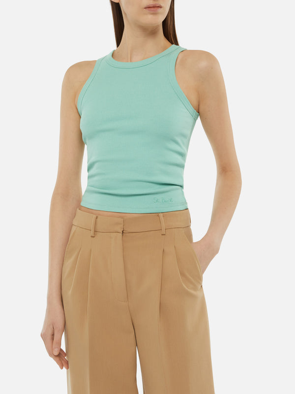 Ada sage green ribbed cotton tank top