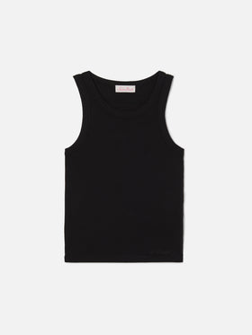 Black ribbed Ada tank top with embroidery