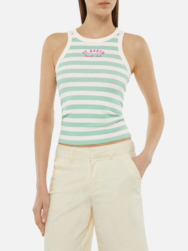 Ada striped ribbed cotton tank top