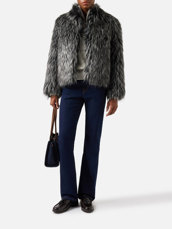 Veste en fausse fourrure Artika effet renard argenté 