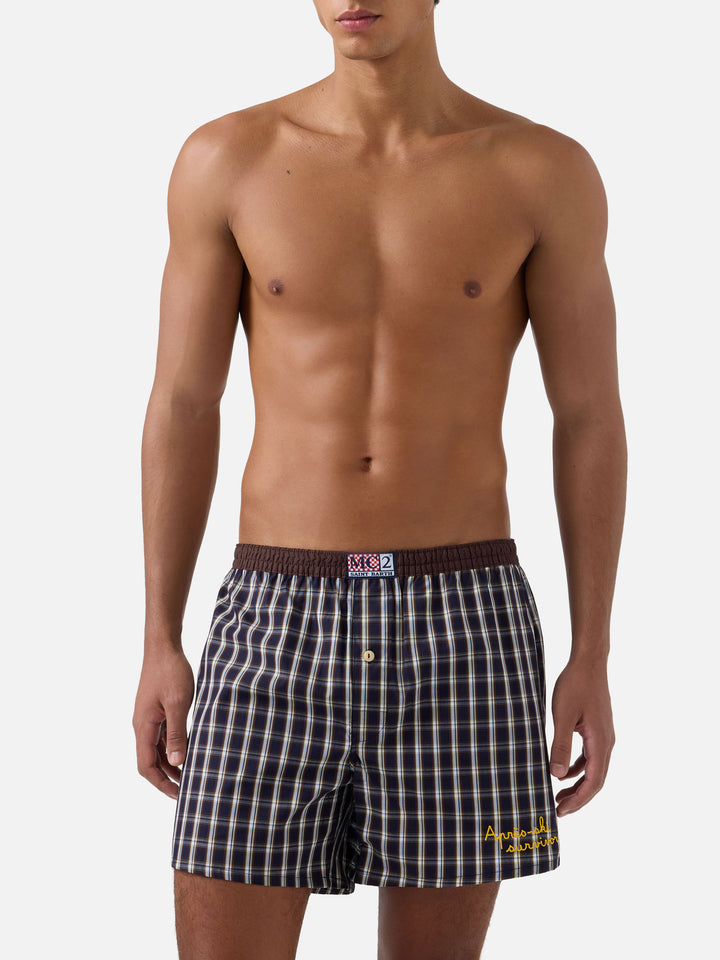 Bóxer Adam de algodón Navy blue con estampado tartán 