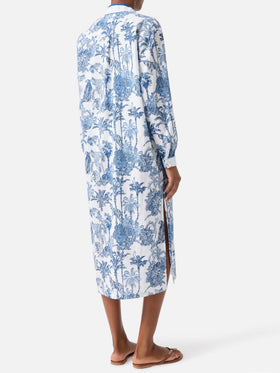Long Adeline dress in cotton with toile de Jouy print