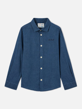 Chemise Agnes bleu marine en lin 