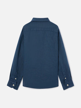 Agnes-Hemd in Marineblau aus Leinen 