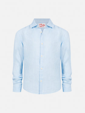 Camicia Agnes in lino azzurro
