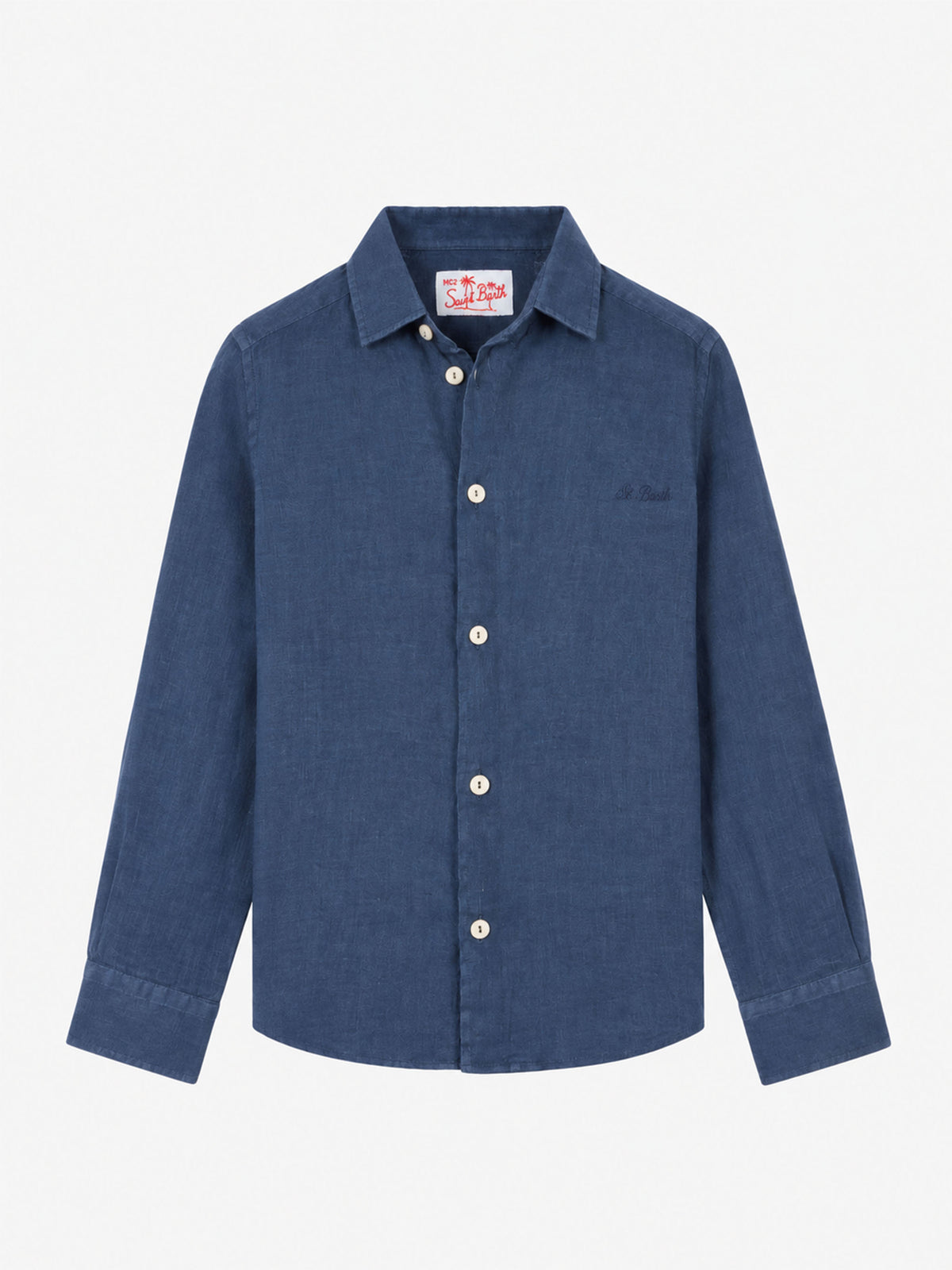 Kinder-Hemd Agnes aus marineblauem Leinen 