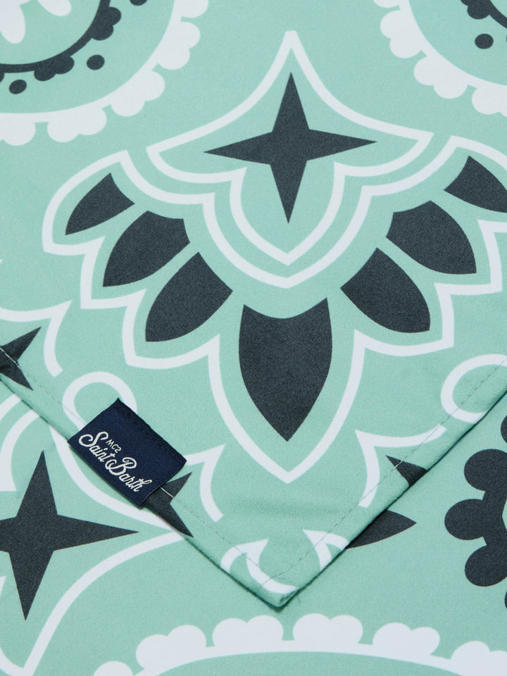 Aidan beach towel with bandana print and logo