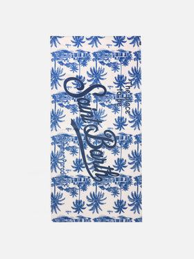 Aidan beach towel with toile de Jouy print and logo| Special edition