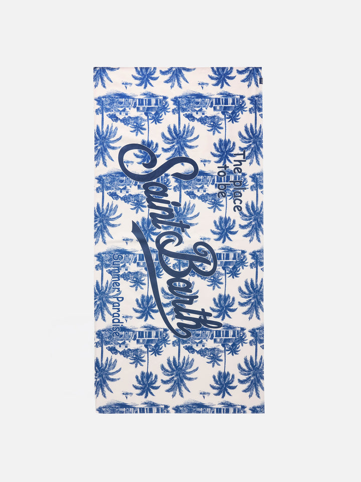 Aidan beach towel with toile de Jouy print and logo| Special edition
