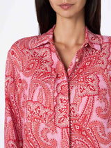 Woman linen shirt Alodie with paisley print and pockets