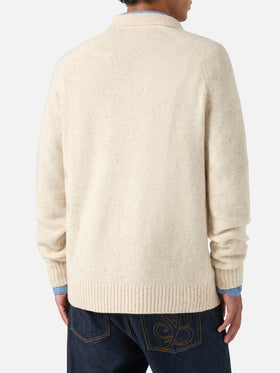 Beige Alfie wool blend Donegal knit polo