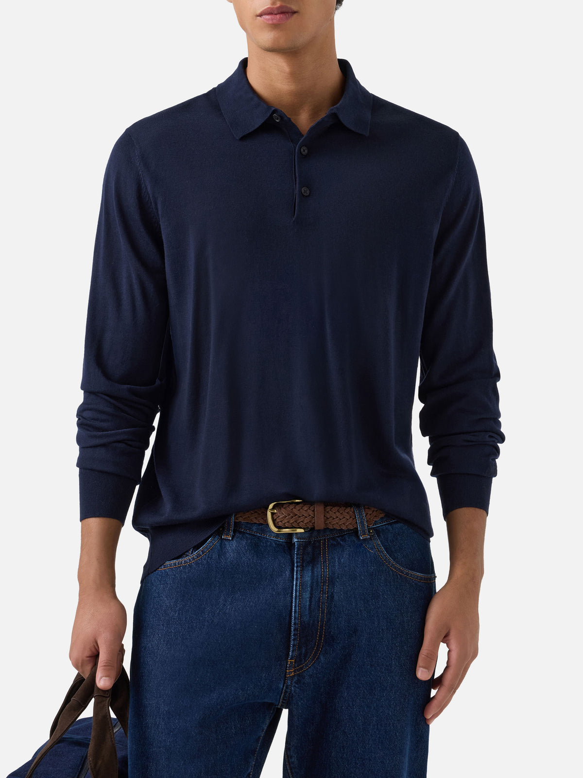 Polo Alfie in Navy blue Merino 