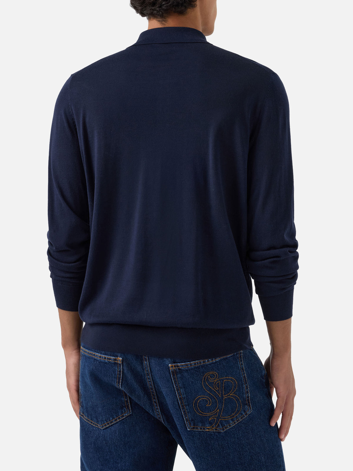 Polo Alfie in Navy blue Merino 