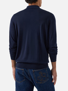 Polo Alfie in Navy blue Merino 