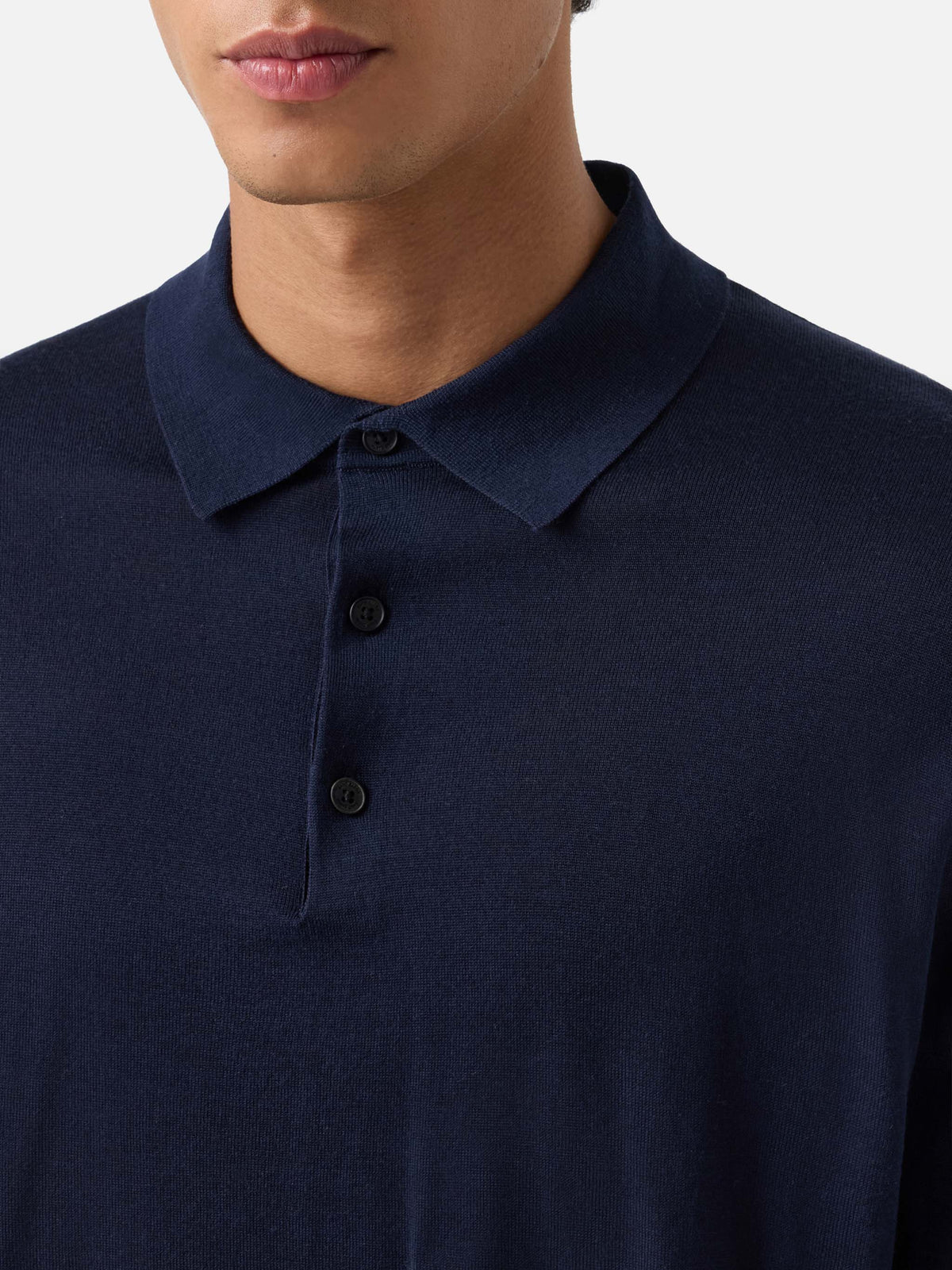 Polo Alfie in Navy blue Merino 