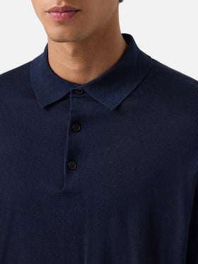 Polo Alfie in Navy blue Merino 