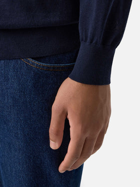 Polo Alfie in Navy blue Merino 