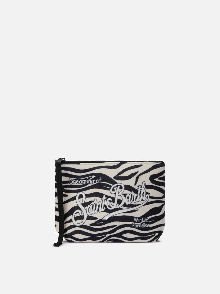 Pochette Aline effetto lana con stampa zebrata