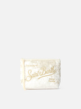 White chenille pochette Aline with logo embroidery